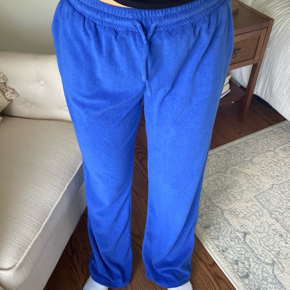 Electric blue terry cloth sweatpants